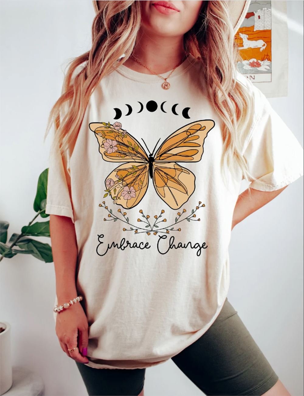 Celestial Moon Vlinder T-shirt T-Shirt JURKJESBOETIEK Beige XS