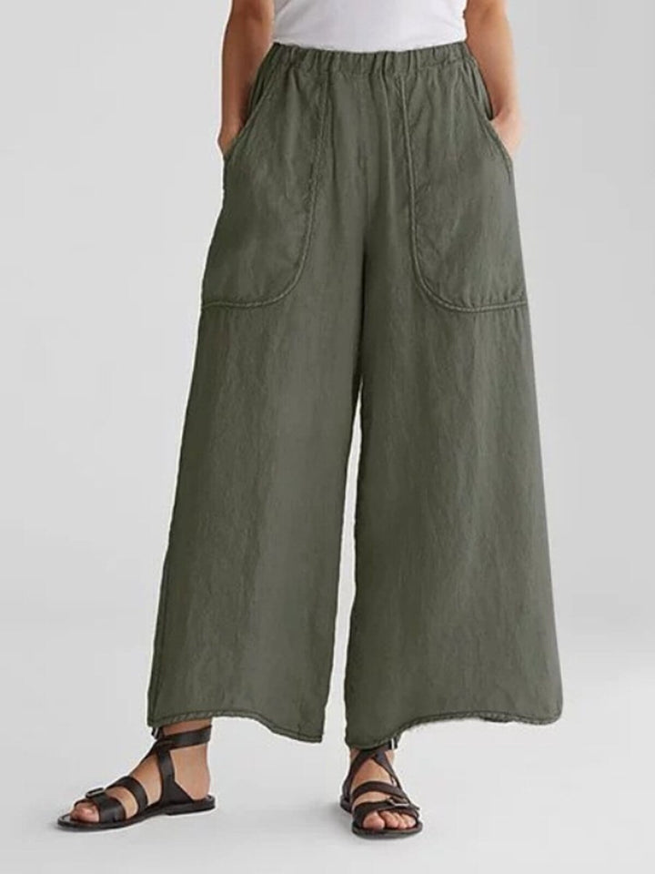 Saskia™ - Summer Pants Linen Pocket JURKJESBOETIEK Army Green S 