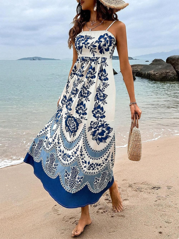 Sophie Losvallende Maxi Jurk met Bloemenprint Midi Dresses JURKJESBOETIEK 