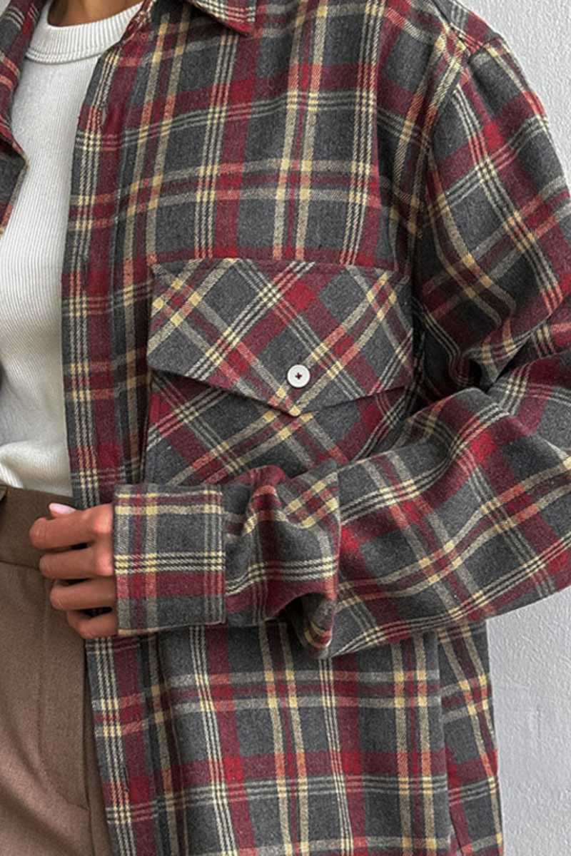 Vien Vintage Loose Casual Plaid Shirt