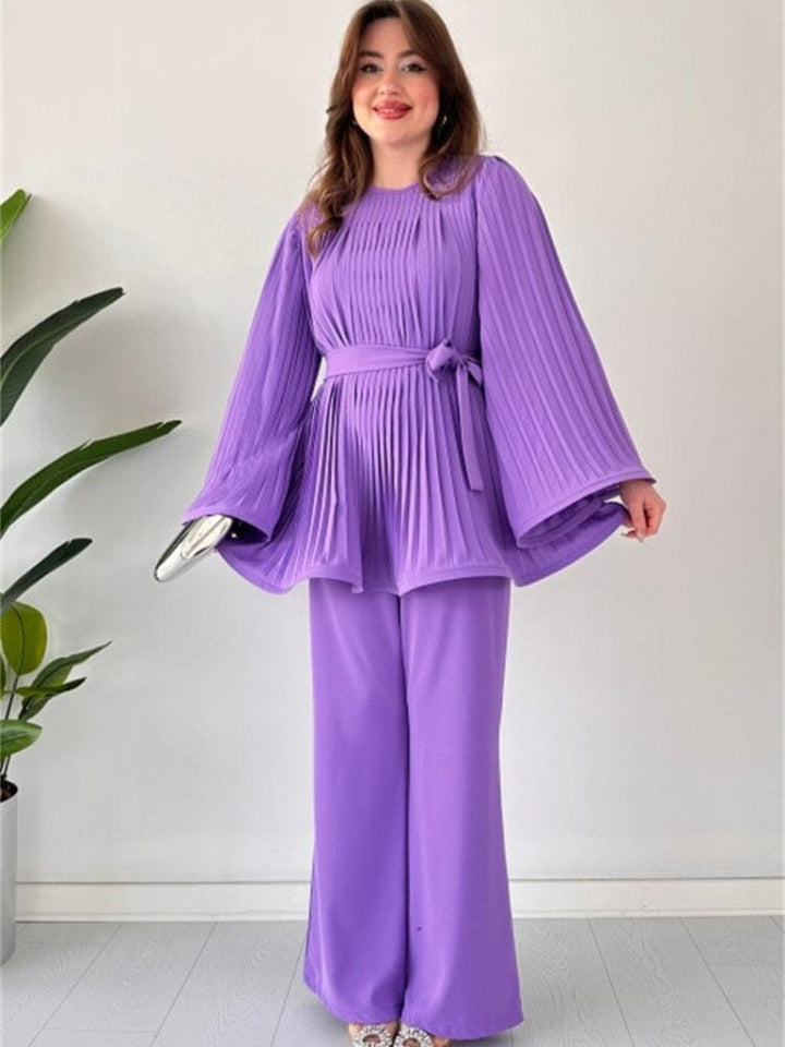 Romy Pleated Flare Tops Trousers Set Pants Set JURKJESBOETIEK Purple S 