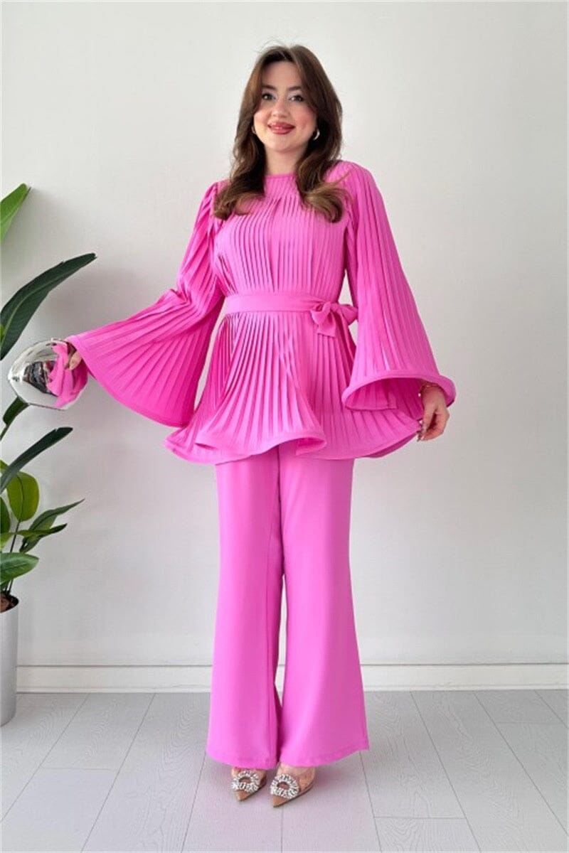 Romy Pleated Flare Tops Trousers Set Pants Set JURKJESBOETIEK Pink S 