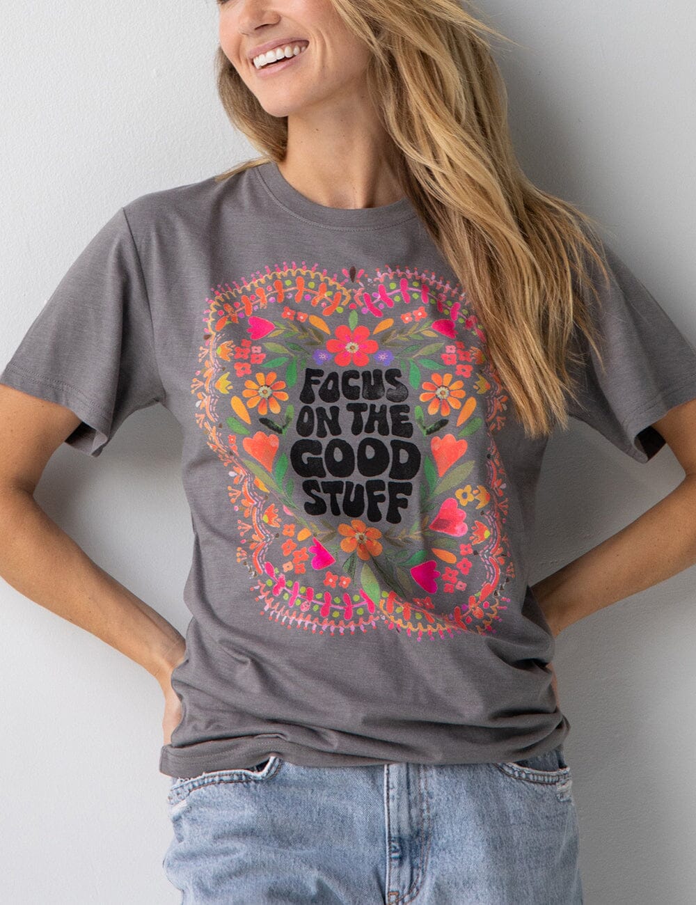 Focus On The Good Stuff Oversized T-shirt T-Shirt JURKJESBOETIEK Grey XS 