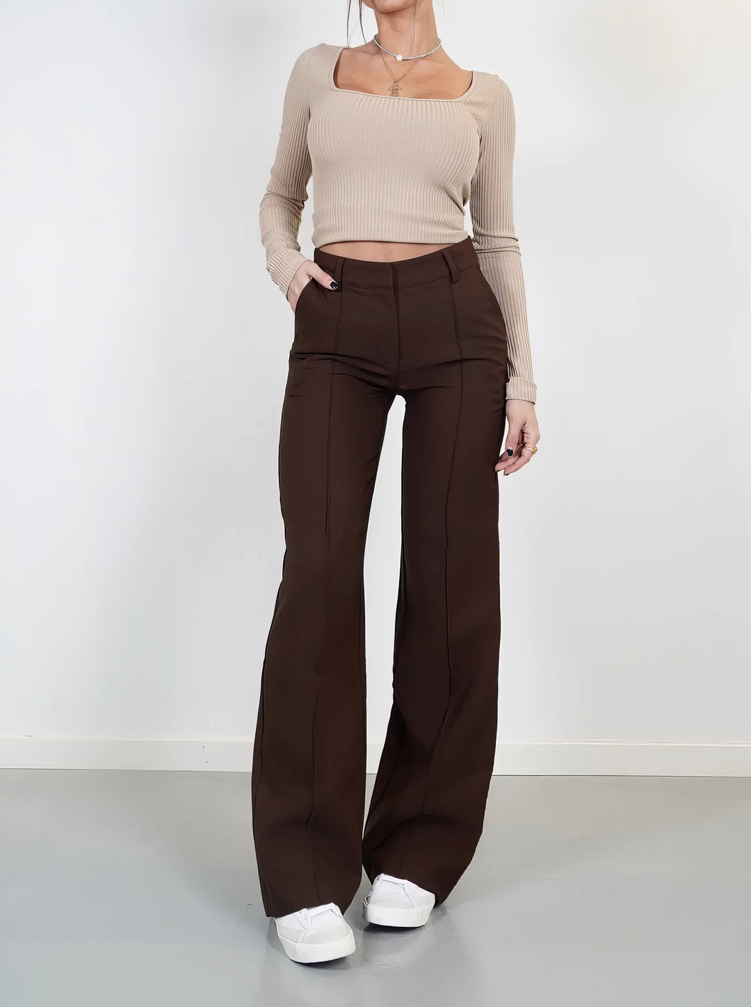 Lena Casual Wide-Leg Trousers autumn DRESS/ATELIER Brown S 