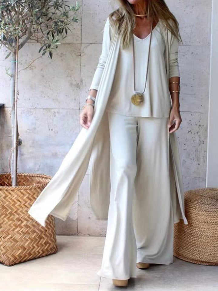 Amalia Vest & Top Pants with Wide Legs Pants Set JURKJESBOETIEK White S 
