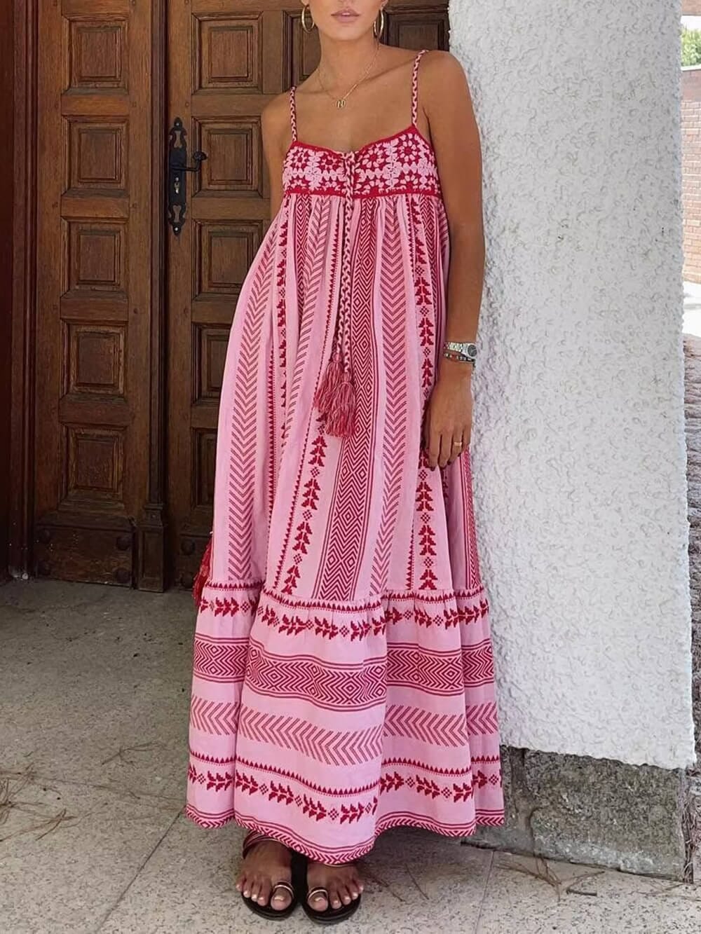 Roos Gebreide Slip Maxi Jurk Maxi Dresses JURKJESBOETIEK Roze XS 