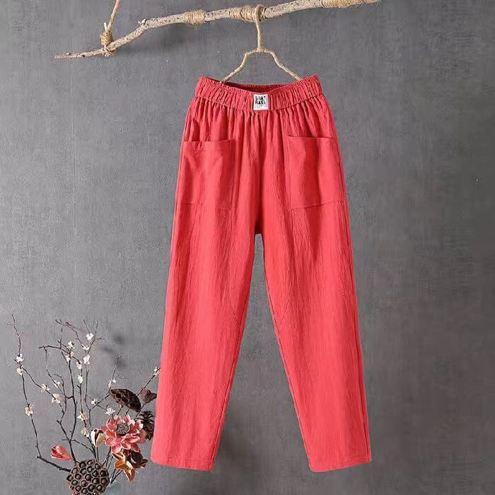 Andra™ - Linnen Broek JURKJESBOETIEK Rood M 