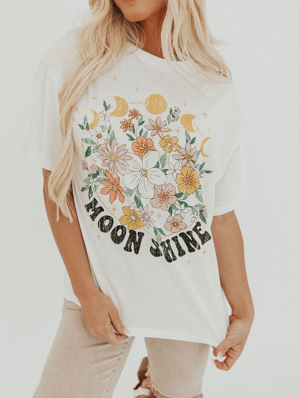 Floral Moon Shine Graphic T-shirt T-Shirt JURKJESBOETIEK White S 