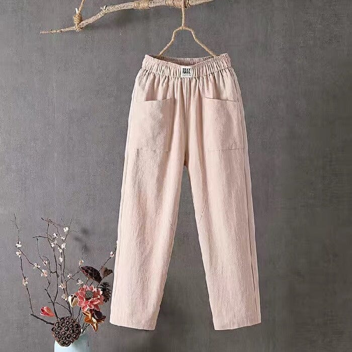 Andra™ - Linnen Broek JURKJESBOETIEK Beige M 