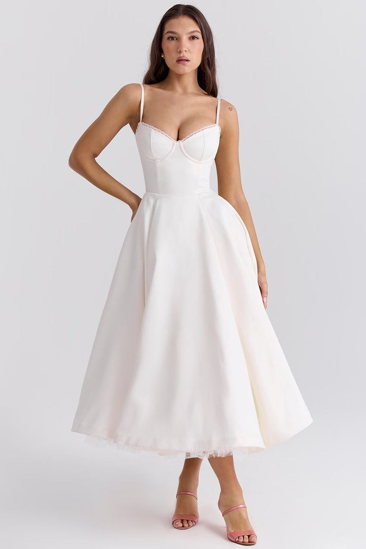 Vanessa Elegant Satin Party Dress DRESS/ATELIER White XS 