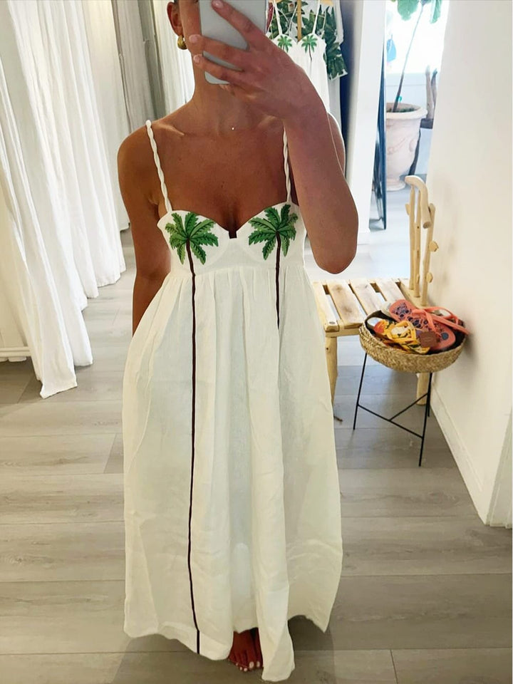 Sally Palm Oasis Maxi Dress Holiday vibes DRESS/ATELIER White S 