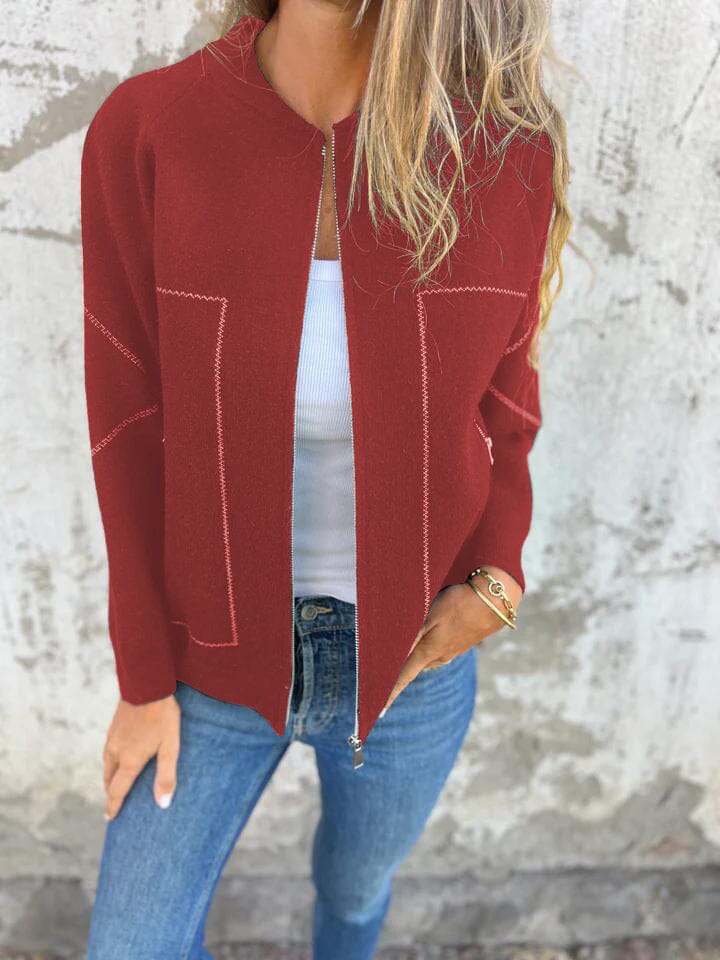 Jenny™ - Casual Zip Vest OLIVIA'S Red S 