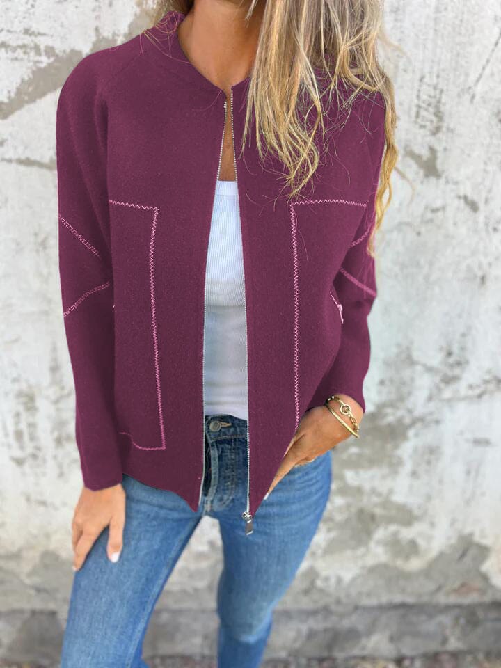 Jenny™ - Casual Zip Vest OLIVIA'S Purple S 