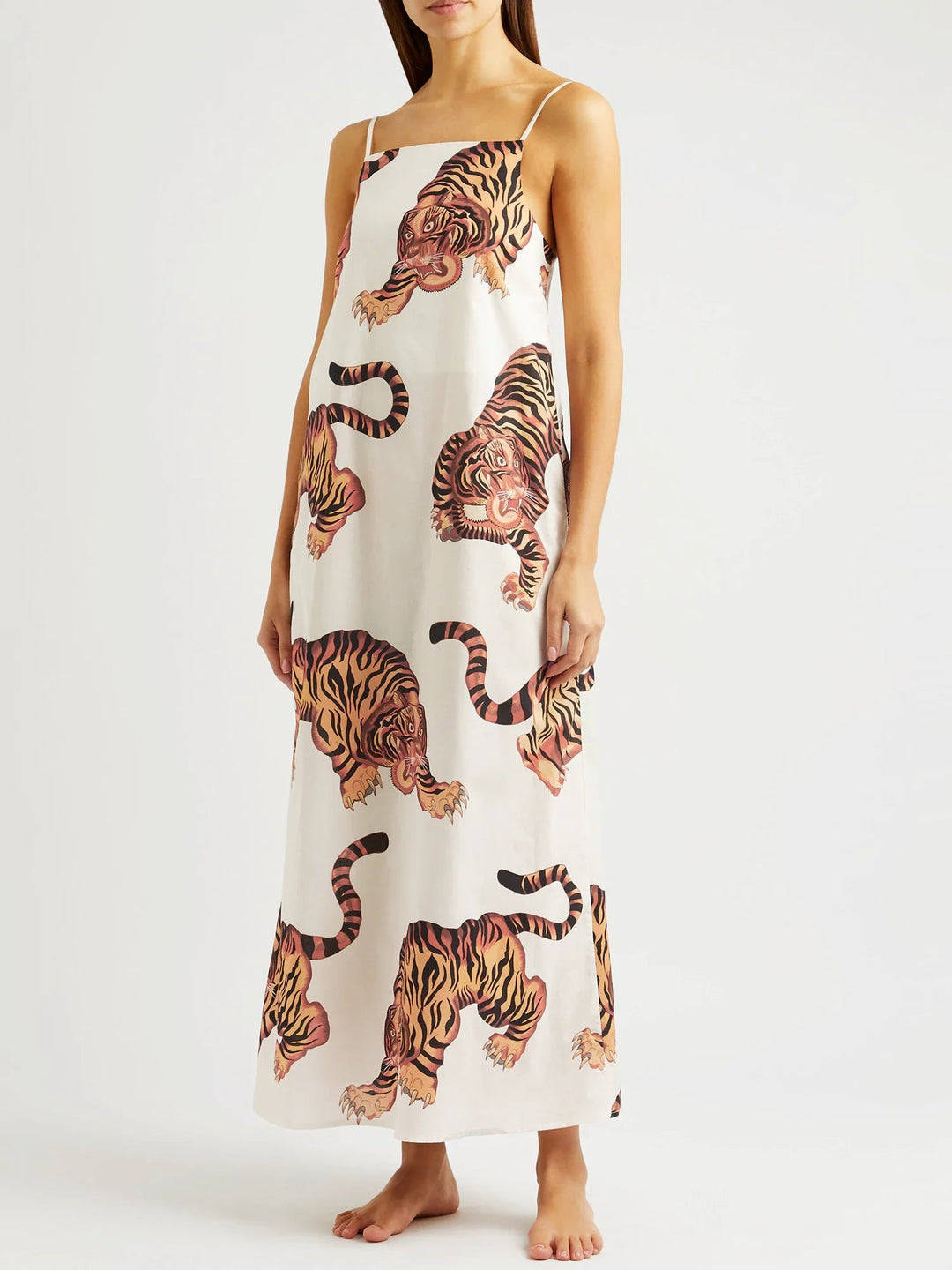 Marit Tijgerprint Jurk Maxi Dresses JURKJESBOETIEK Wit S 