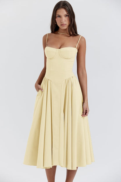 Eda Sleeveless Corset Midi Dress