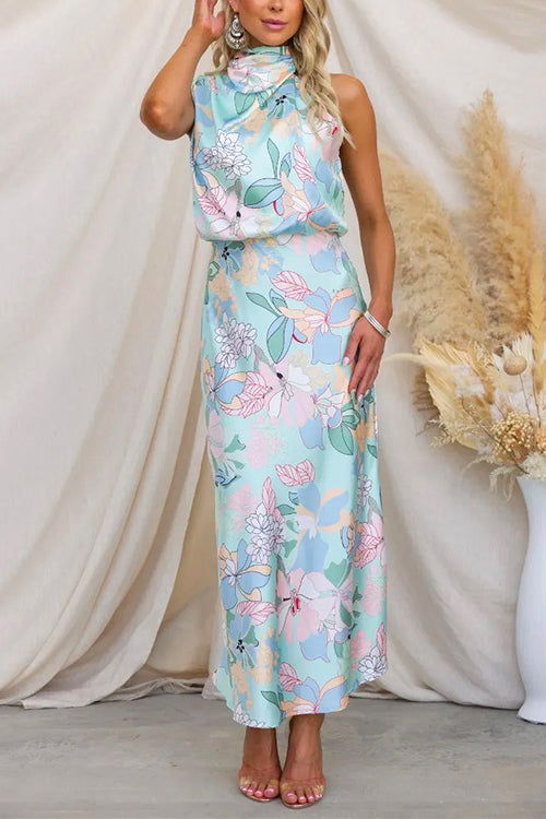 Georgia Printed Maxi Satin Dress