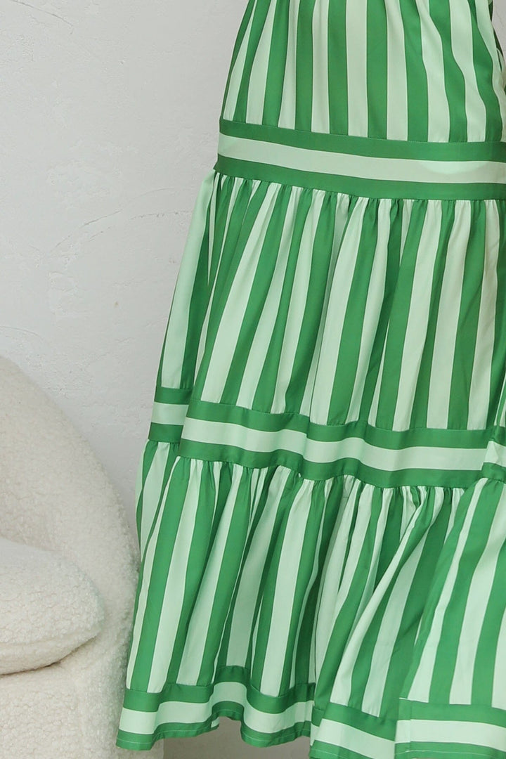 Laina Groene Gestreepte Maxi Jurk Maxi Dresses JURKJESBOETIEK 