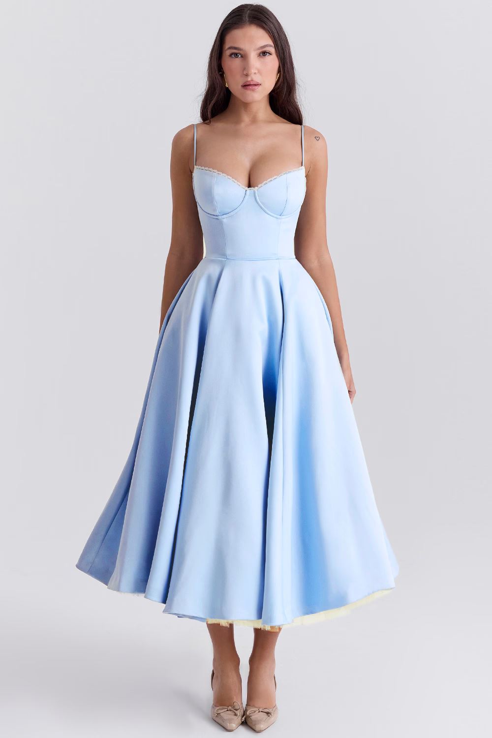 Vanessa Elegant Satin Party Dress DRESS/ATELIER Blue XS 