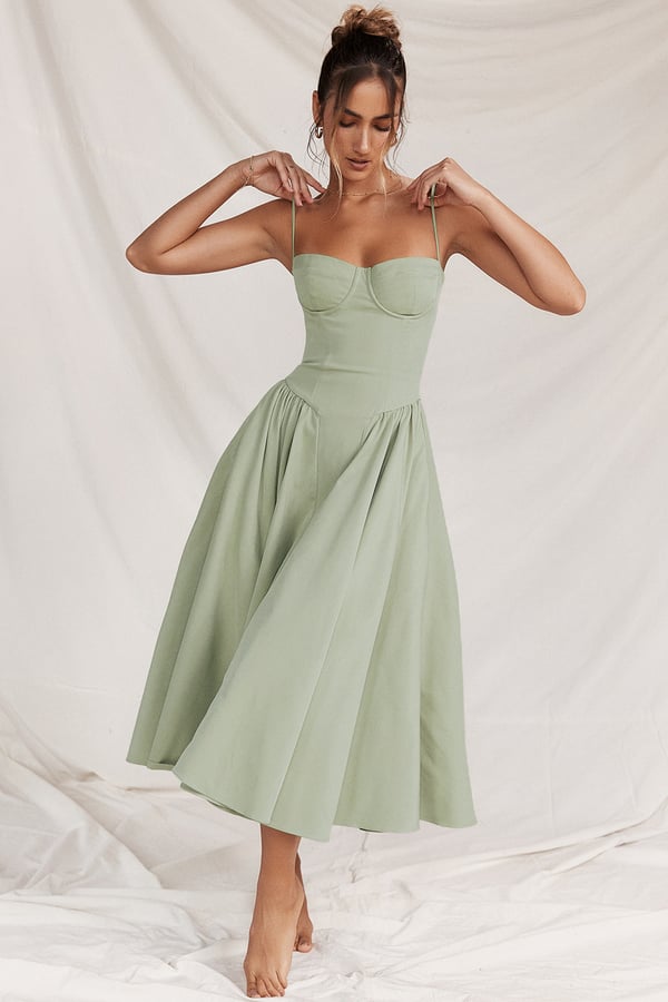 Eda Sleeveless Corset Midi Dress