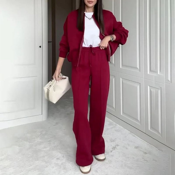 Nola Cozy Zipper Tracksuit Two-Piece Set SOPHIE/CLAIRE Red S 