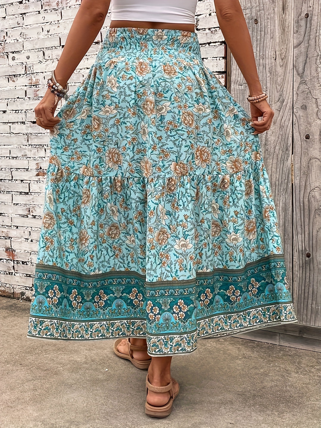 Mariah Floral Shirred Waist Skirt