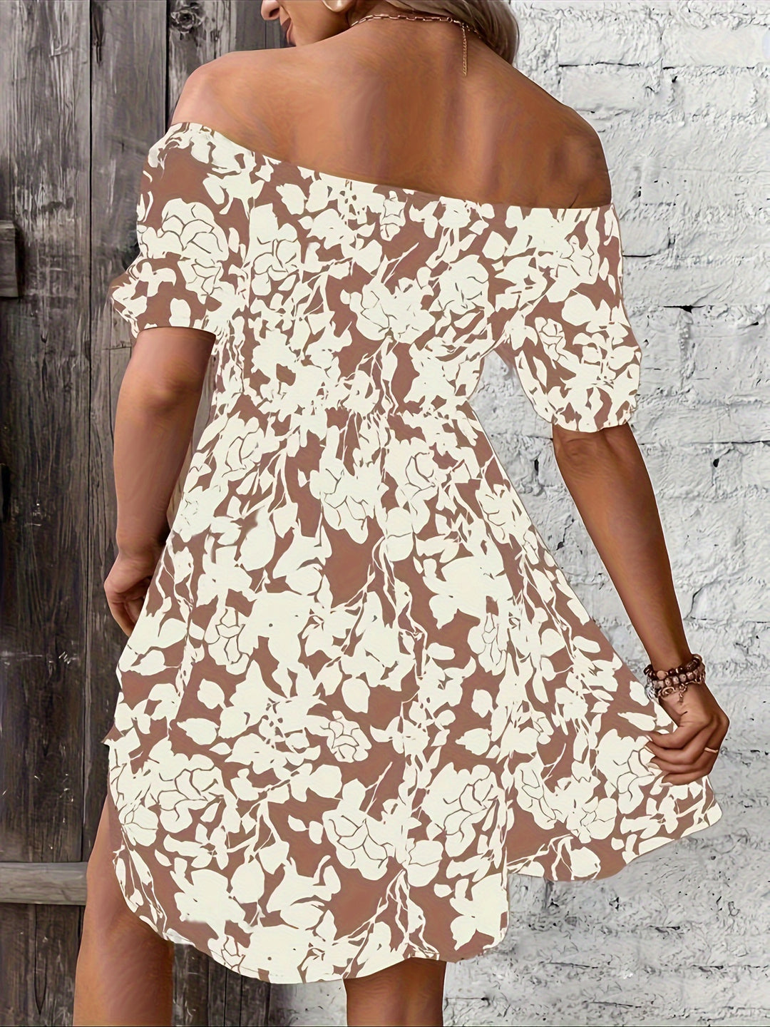 Pauline Floral Print Off Shoulder Dress