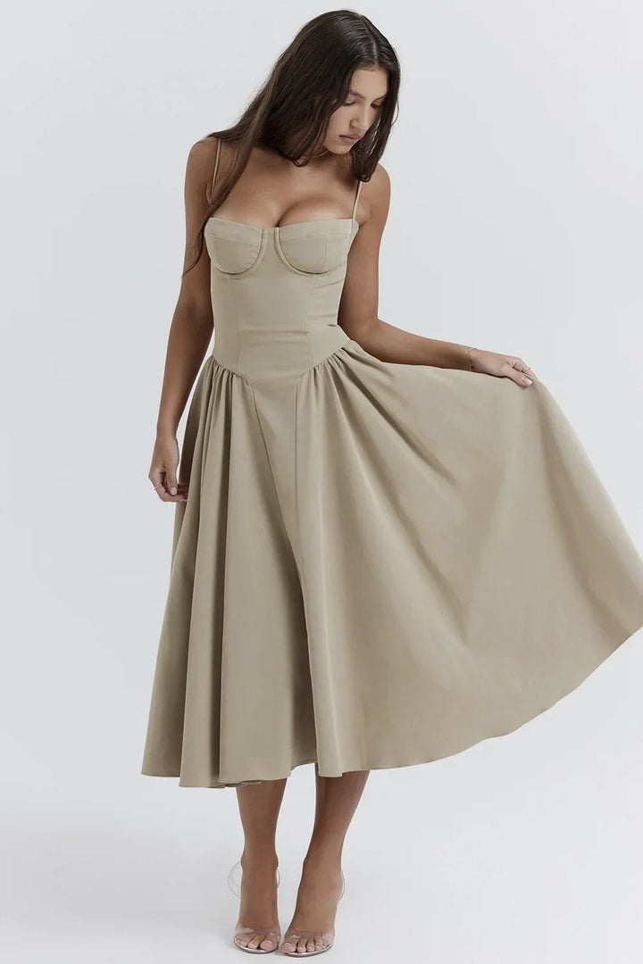 Eda Sleeveless Corset Midi Dress