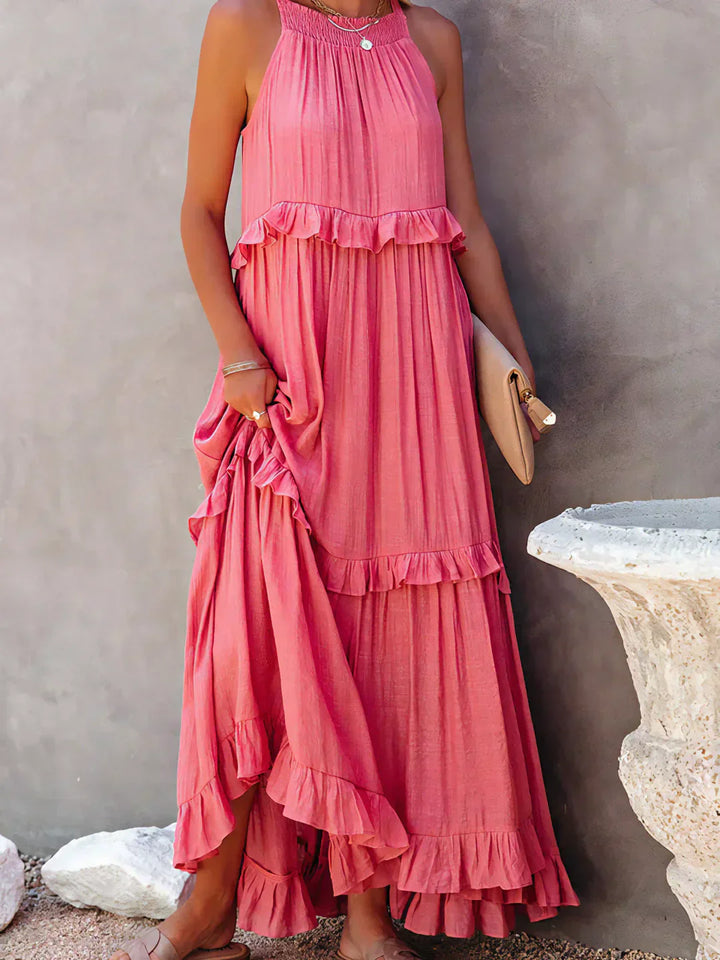 Emilia Halter Ruffle Maxi Dress