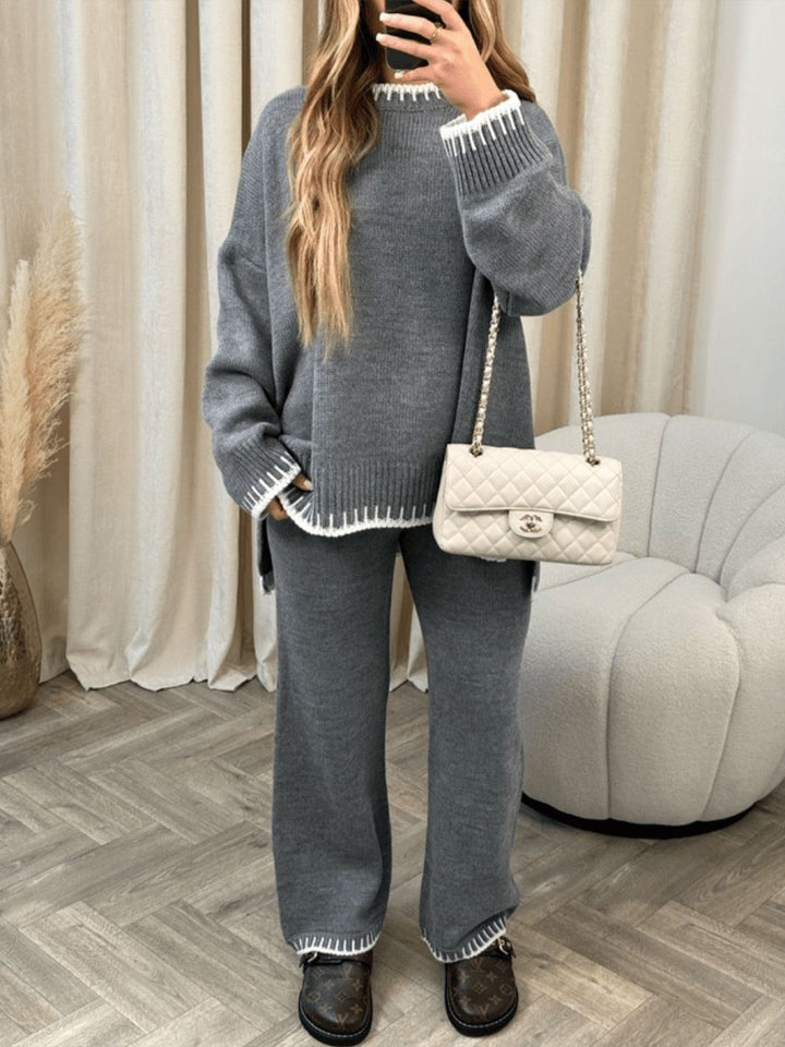 Tess Knitted Sweater and Pants Pants Set JURKJESBOETIEK Gray One Size 