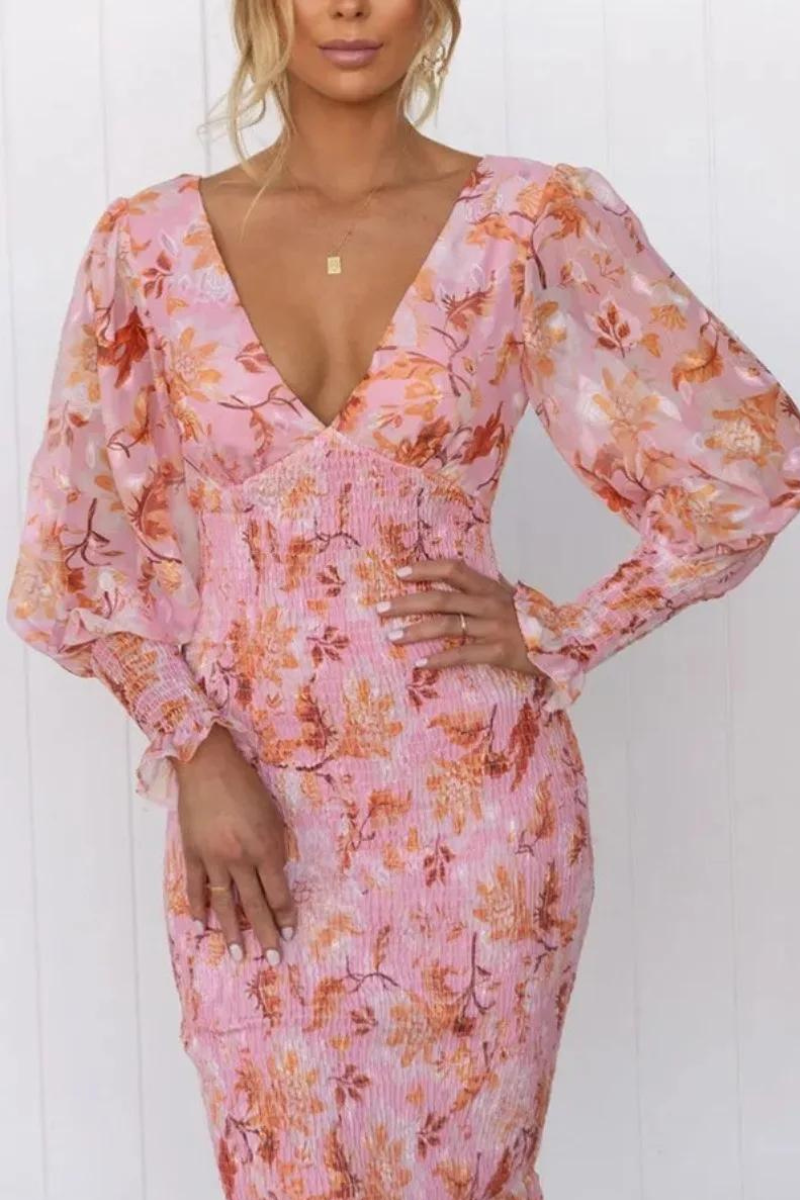 Megan Midi Dress with Floral