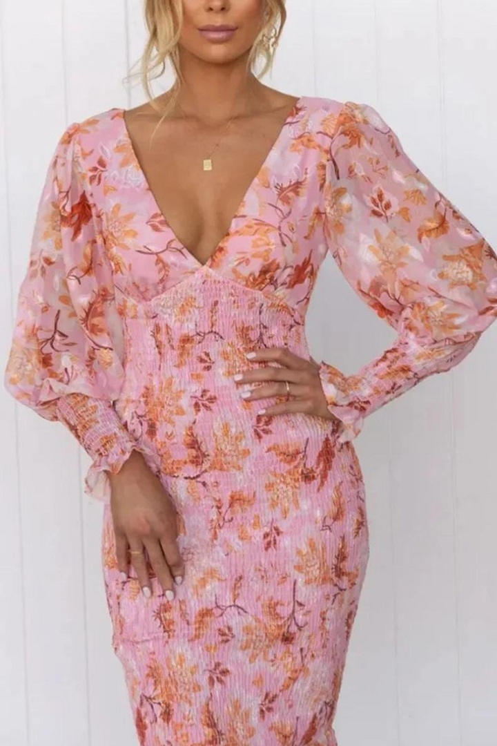 Megan Midi Dress with Floral