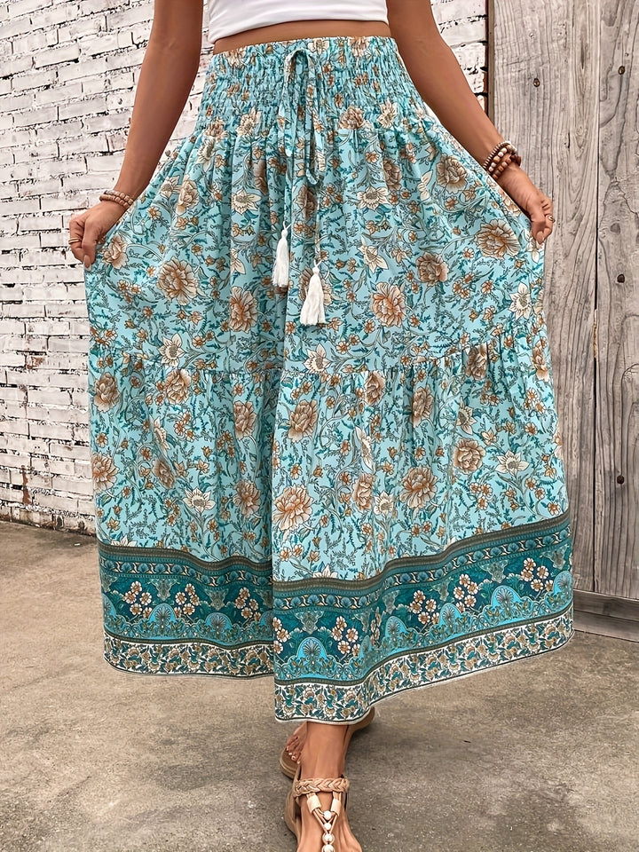 Mariah Floral Shirred Waist Skirt