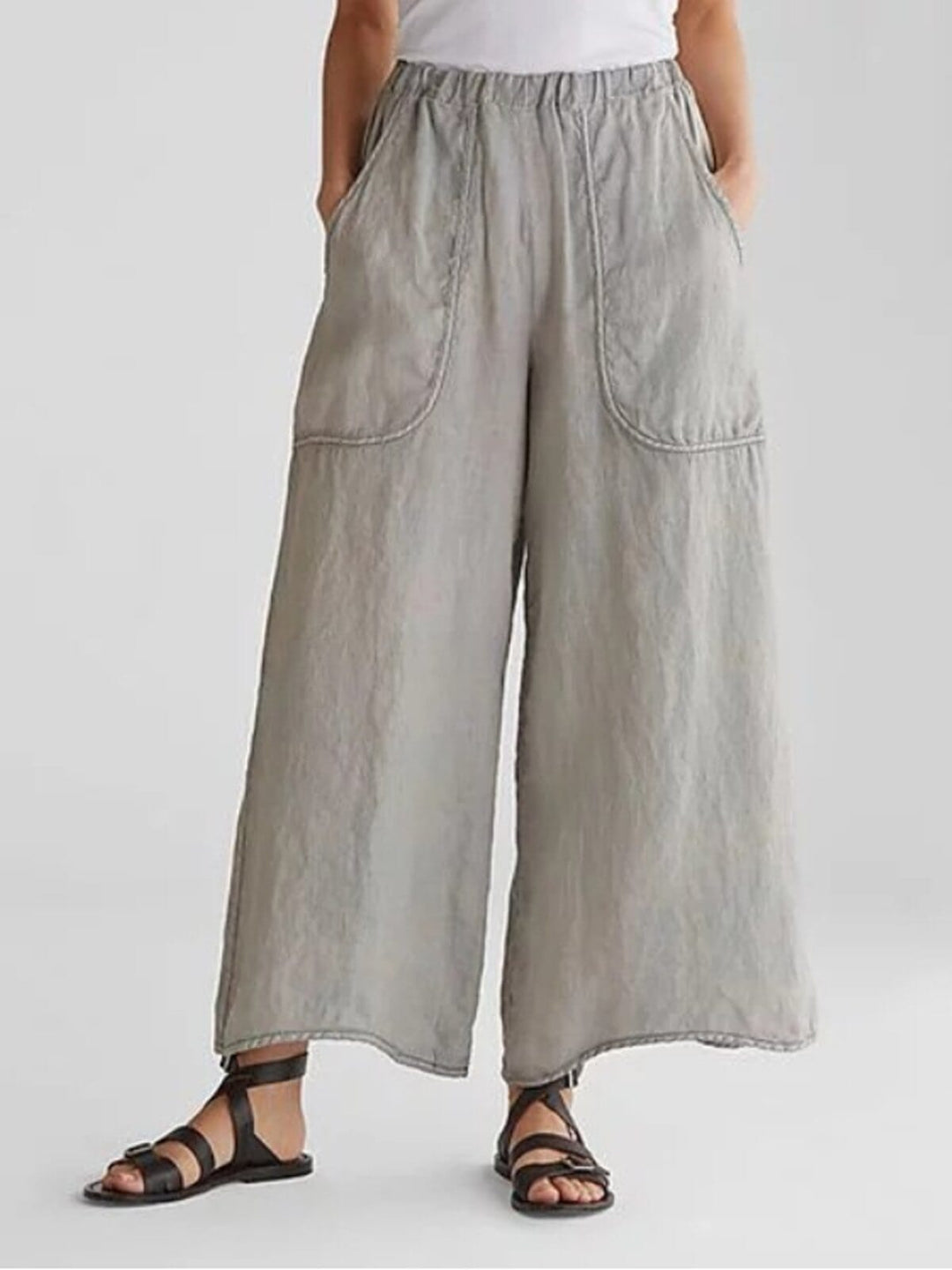 Saskia™ - Summer Pants Linen Pocket JURKJESBOETIEK Light Gray S 