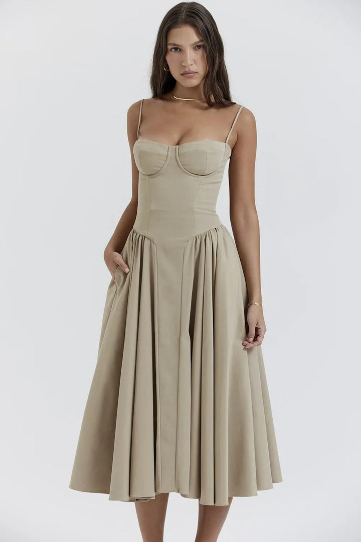 Eda Sleeveless Corset Midi Dress