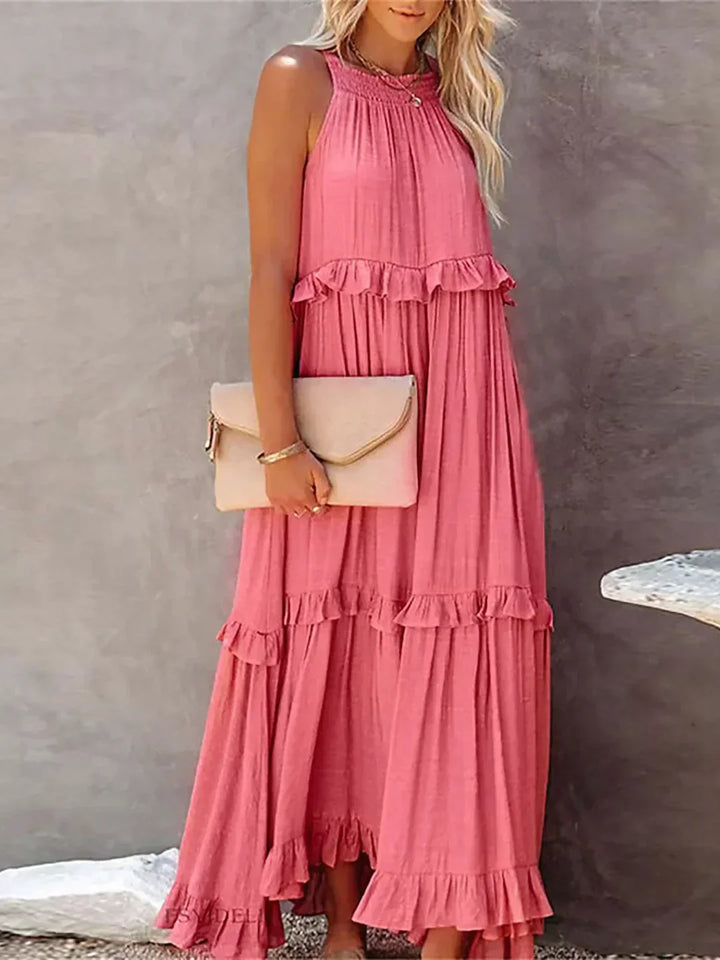 Emilia Halter Ruffle Maxi Dress