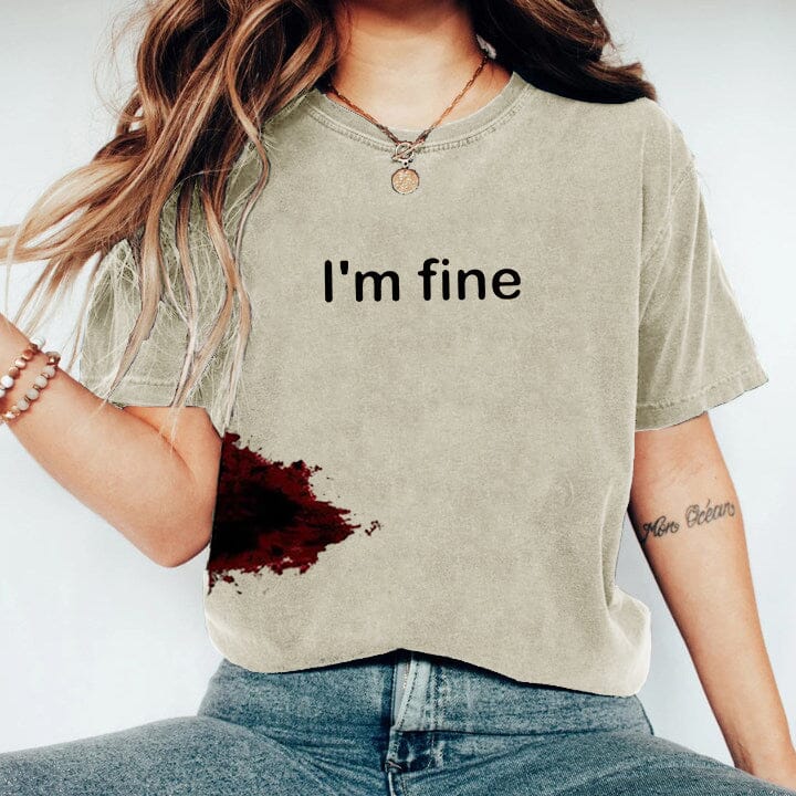 I'm Fine T-Shirt T-Shirt JURKJESBOETIEK Khaki S 