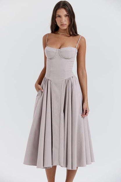 Eda Sleeveless Corset Midi Dress