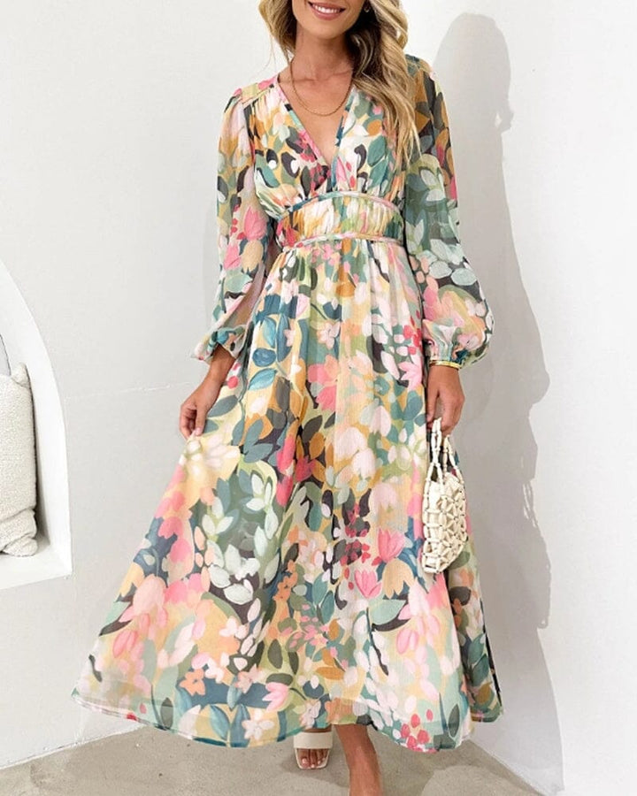 Carlotta Elegant Floral Dress Dresses DRESS/ATELIER Green S 