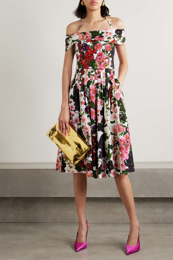 Alia Off Shoulder Floral Midi Dress