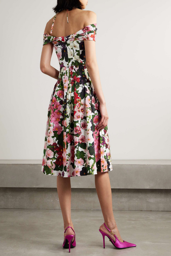 Alia Off Shoulder Floral Midi Dress