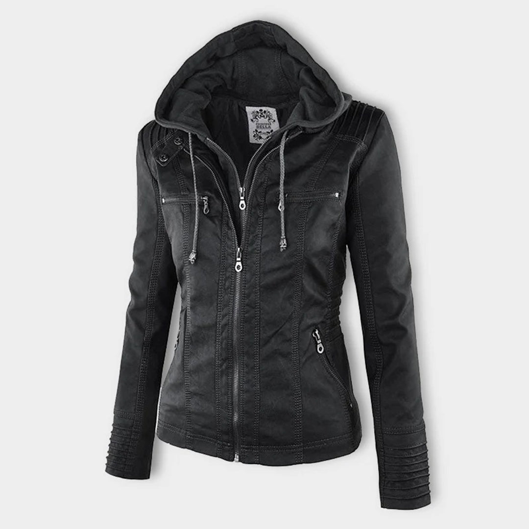 Olivia™ | Waterproof Women's Leather Jacket with Hood