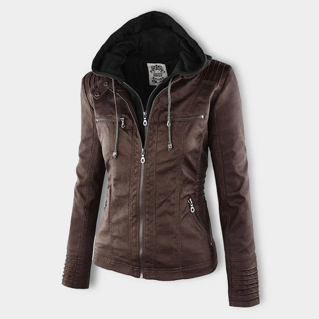 Olivia™ | Waterproof Women's Leather Jacket with Hood