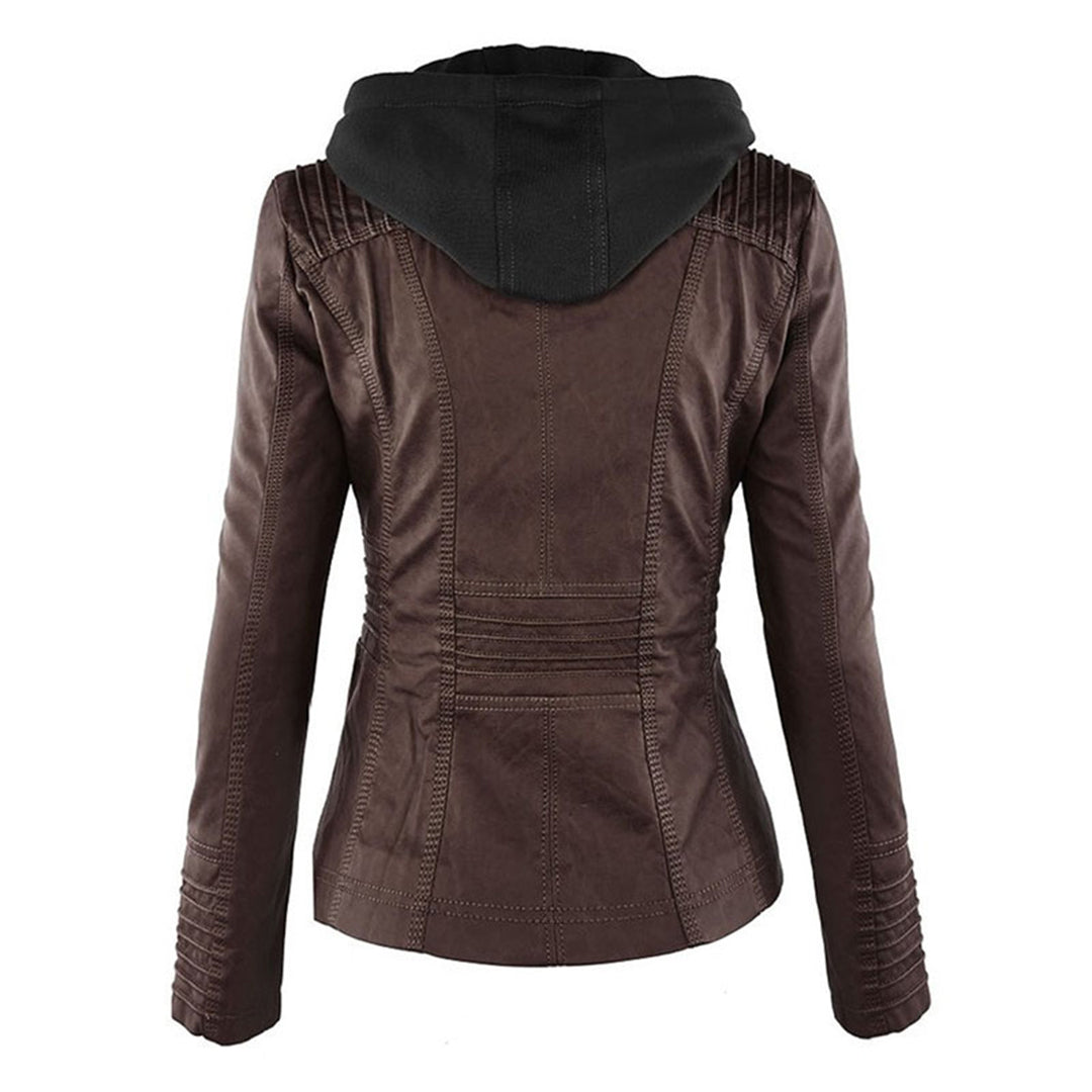 Olivia™ | Waterproof Women's Leather Jacket with Hood