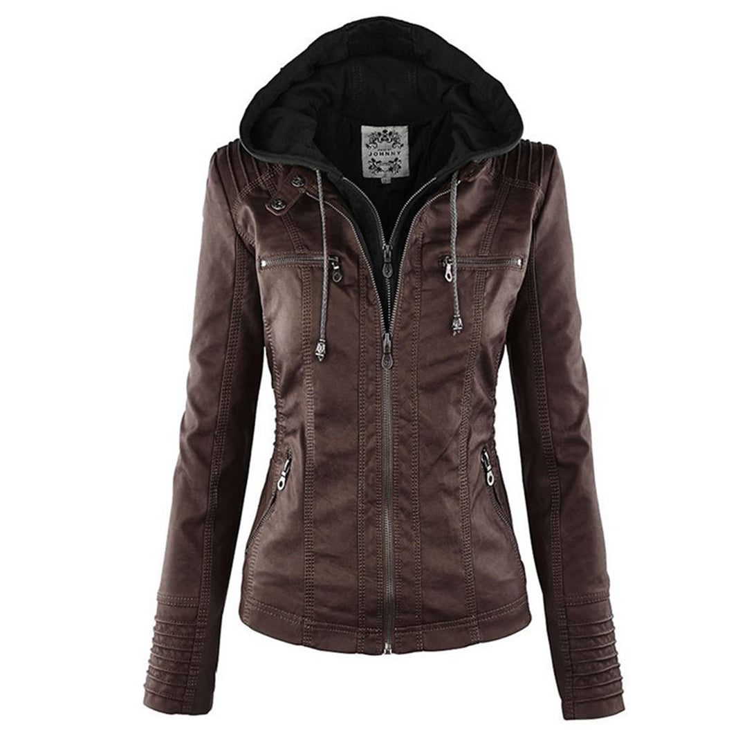 Olivia™ | Waterproof Women's Leather Jacket with Hood