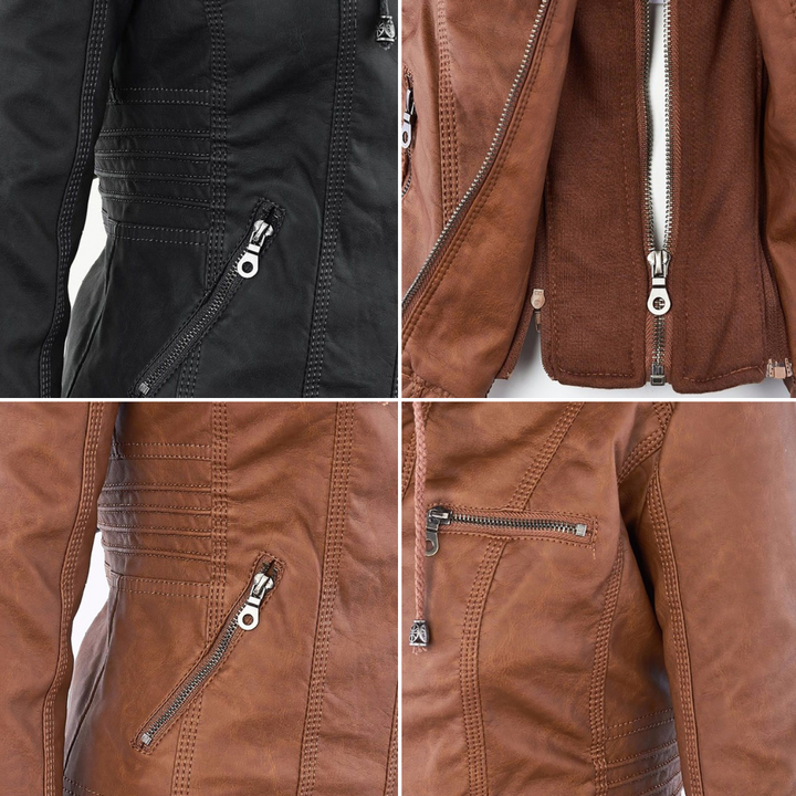 Olivia™ | Waterproof Women's Leather Jacket with Hood