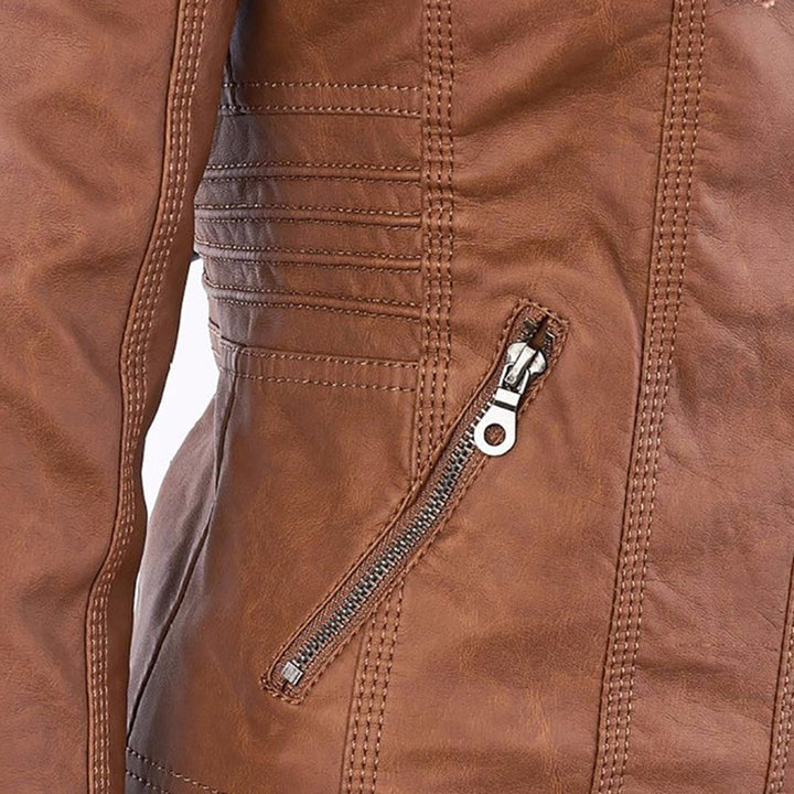 Olivia™ | Waterproof Women's Leather Jacket with Hood