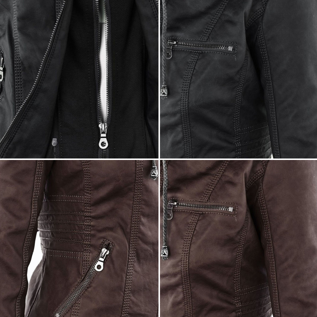 Olivia™ | Waterproof Women's Leather Jacket with Hood