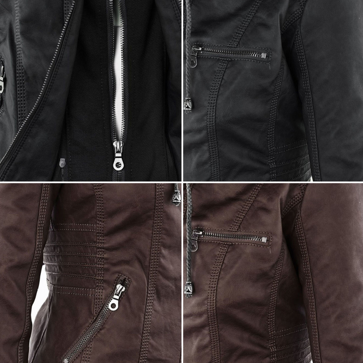 Olivia™ | Waterproof Women's Leather Jacket with Hood