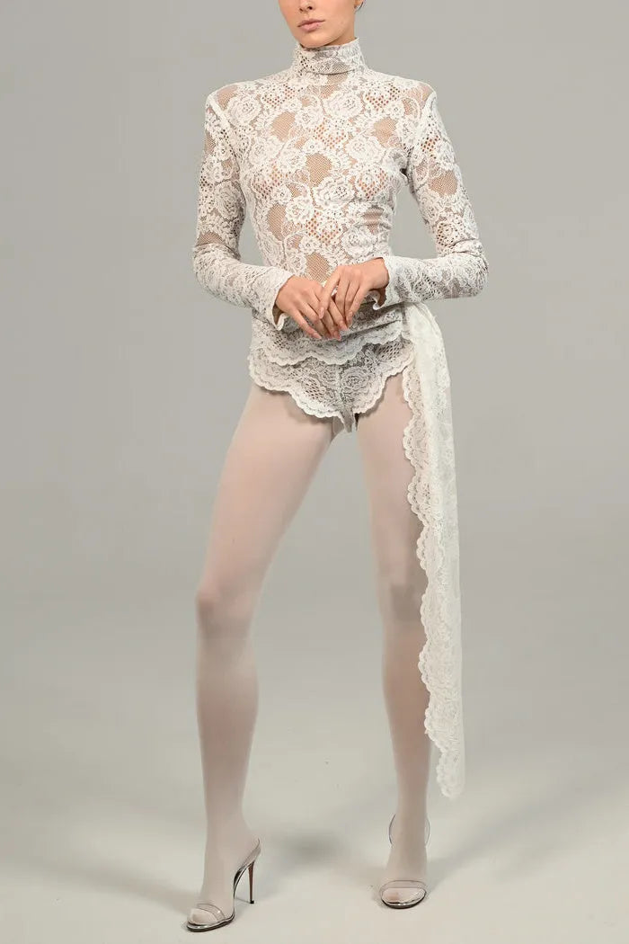 Dessa High Neck Embroidered Lace Bodysuit