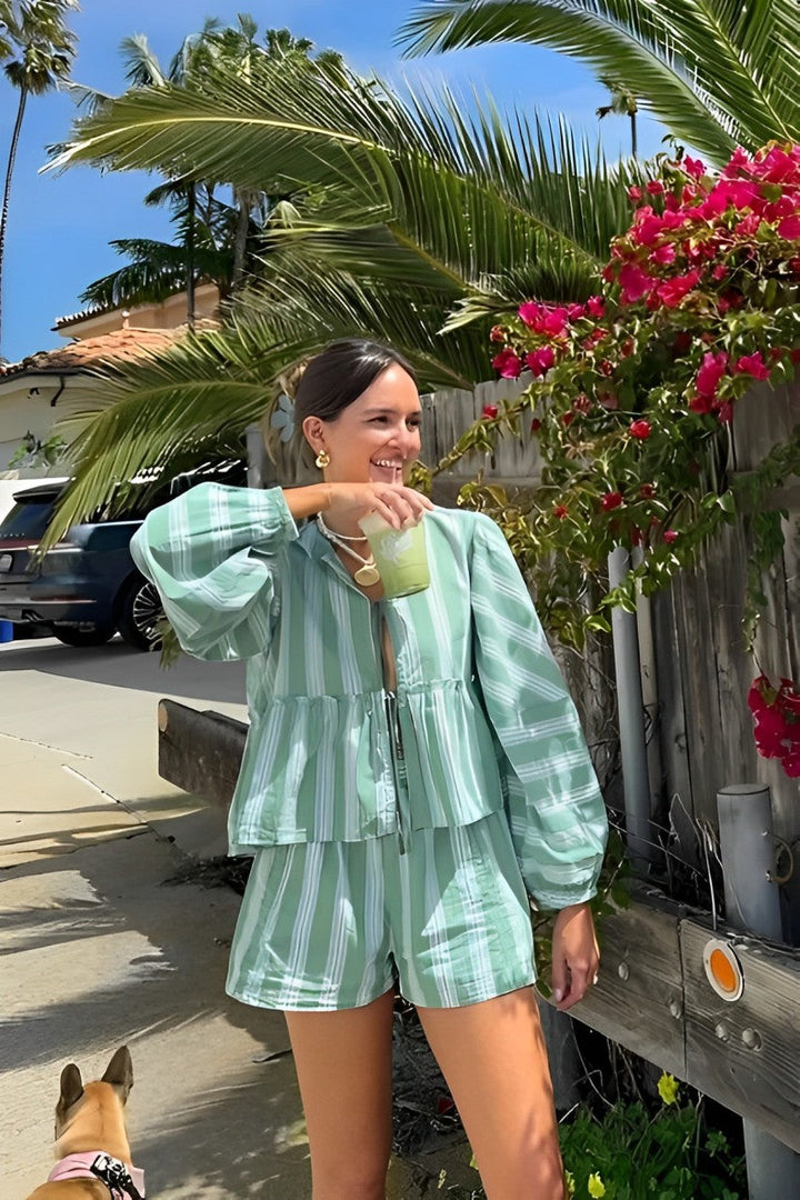 Vela Stripes Shorts & Blouse